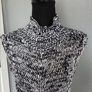 White House Black Market Navy and White Knit Top